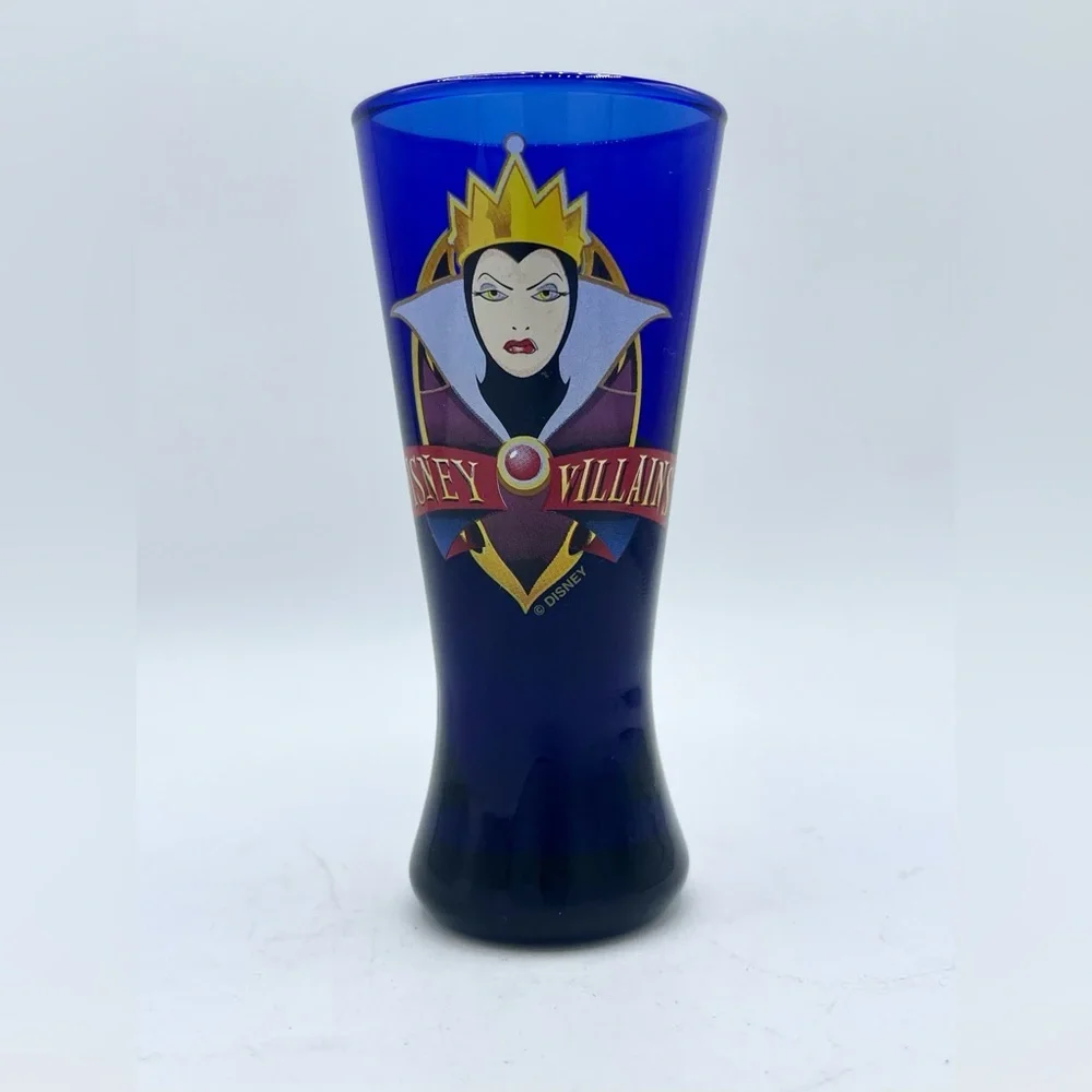 Disney Villains Cobalt Blue Shot Glass Evil Queen VINTAGE & RARE EUC 4”‎